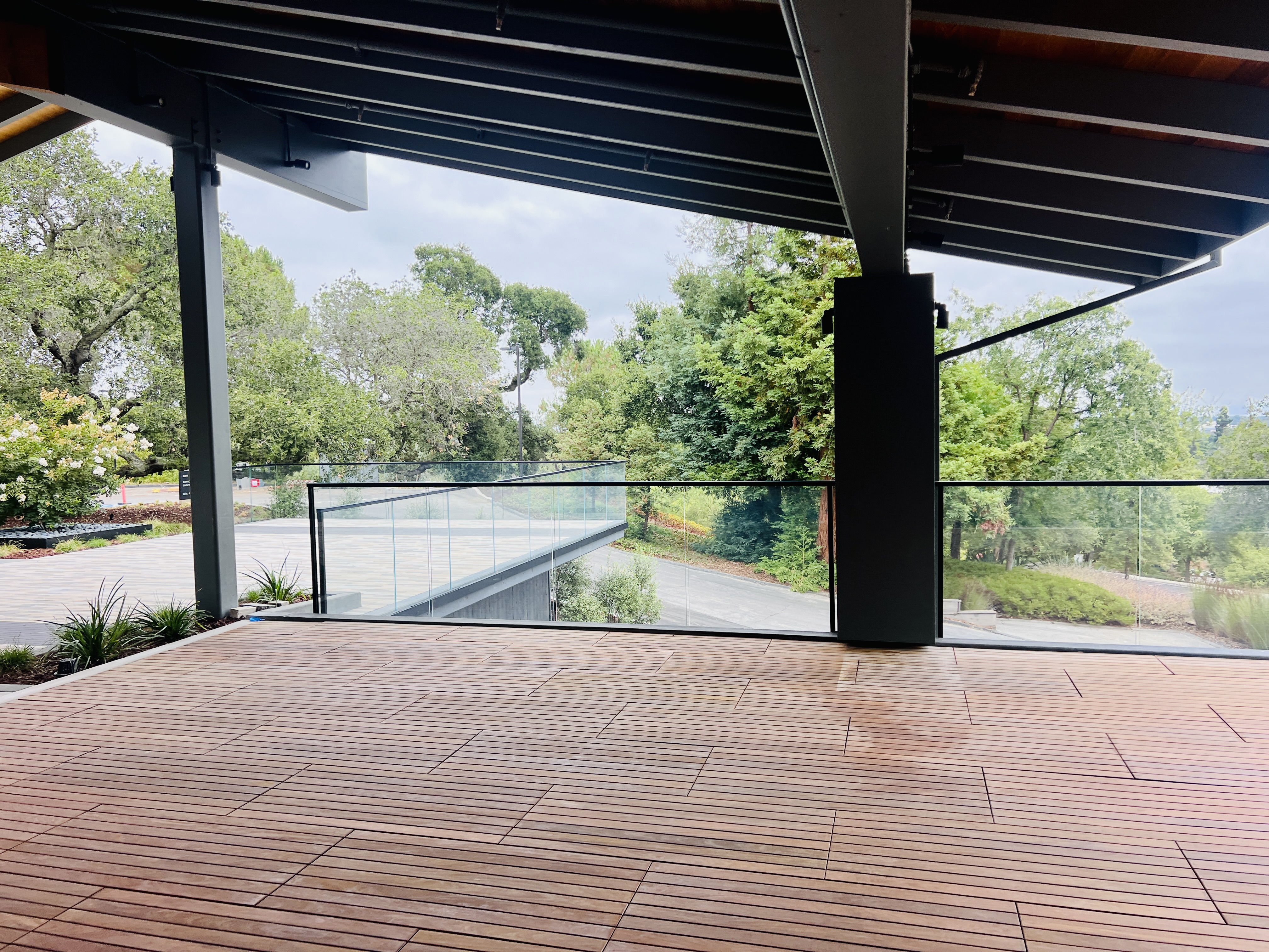 Glass Railing On Side Side-mounted Glass Railing with LED lights | Vantage Stairs & Railing