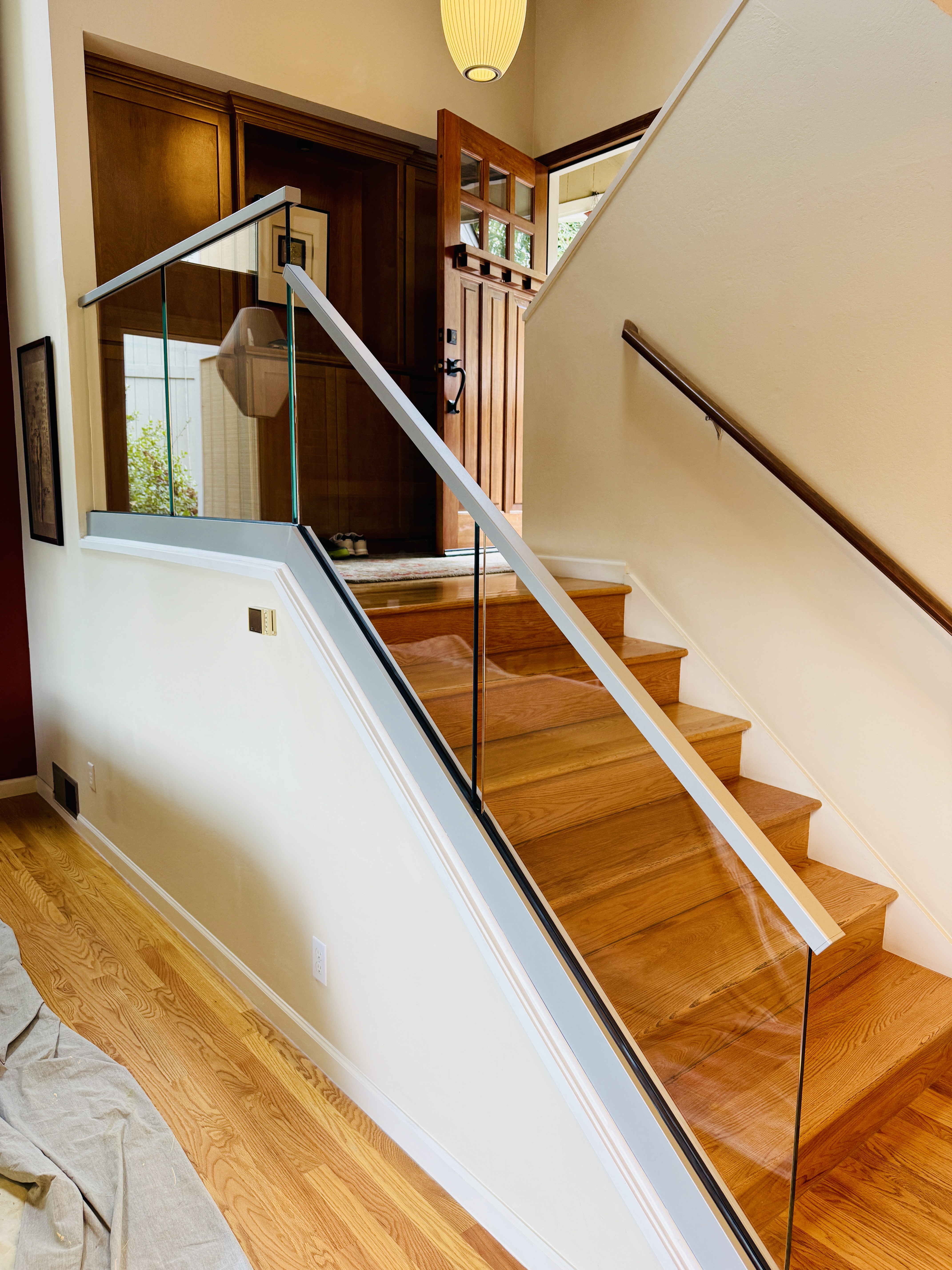 Window Curb Railing Curb Mounted glass railing on an Exisitng Stair | Vantage Stairs & Railing