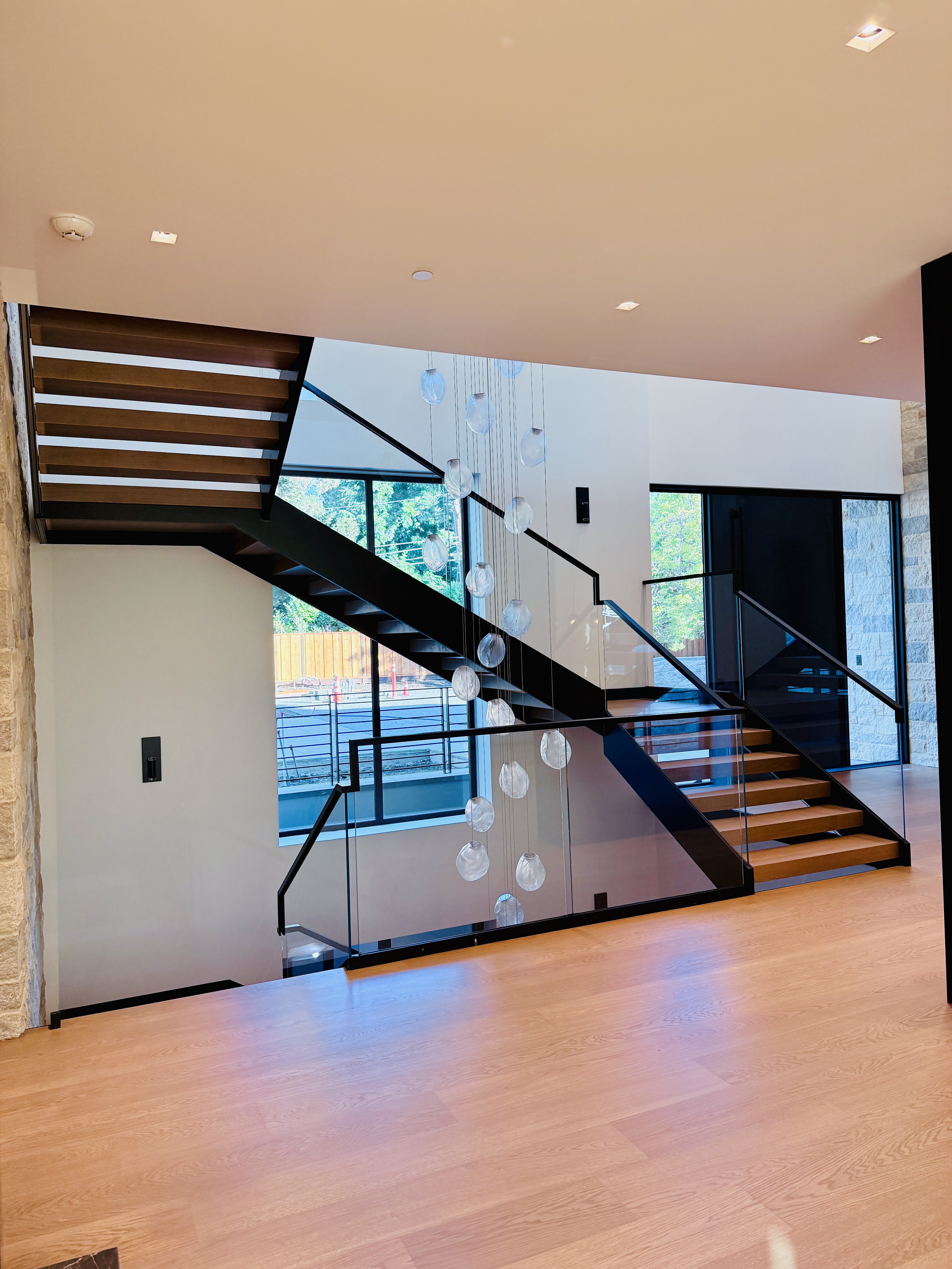 Duo Railing Elegant Double Stacked U Floating Staircase | Vantage Stairs & Railing