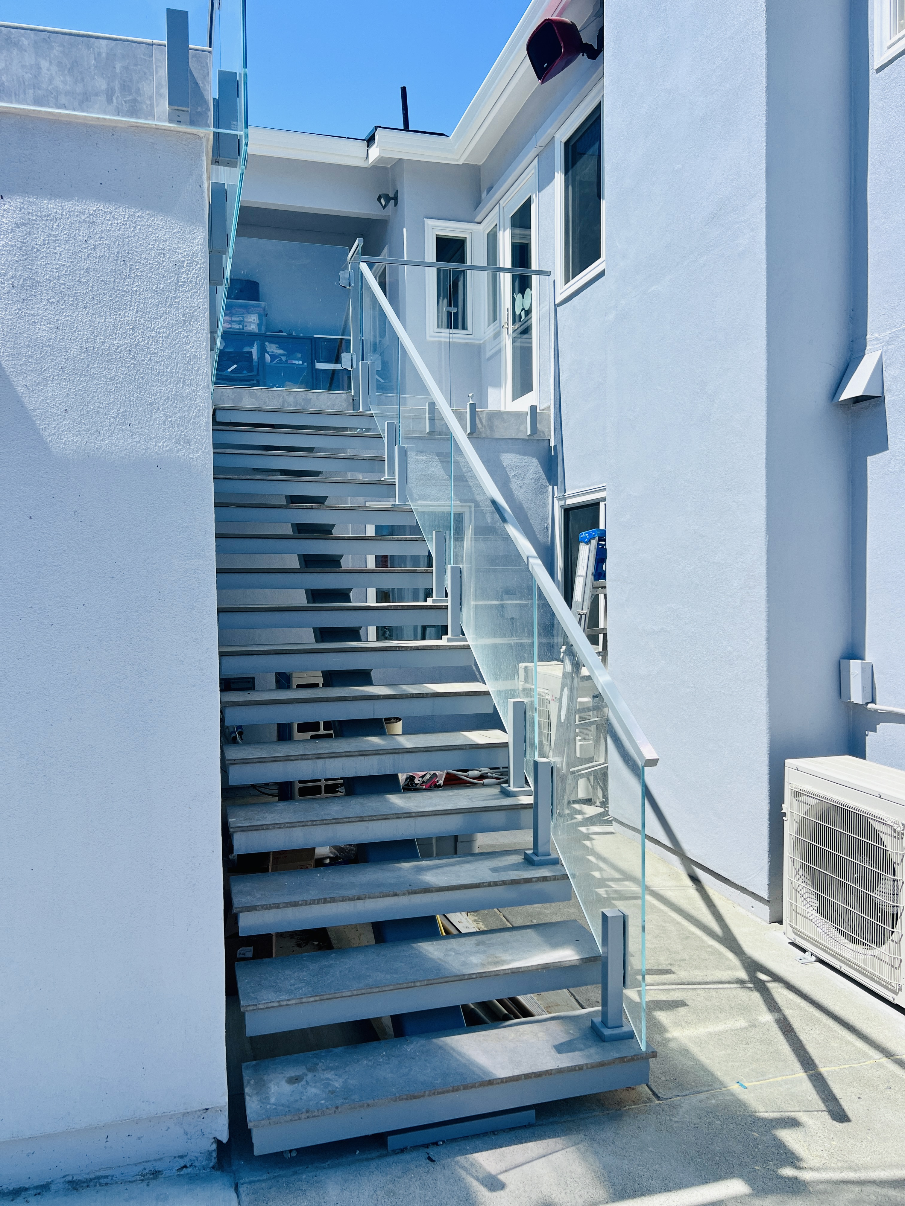 Glass Railing On Side Side-mounted Glass Railing with Glass Gates | Vantage Stairs & Railing