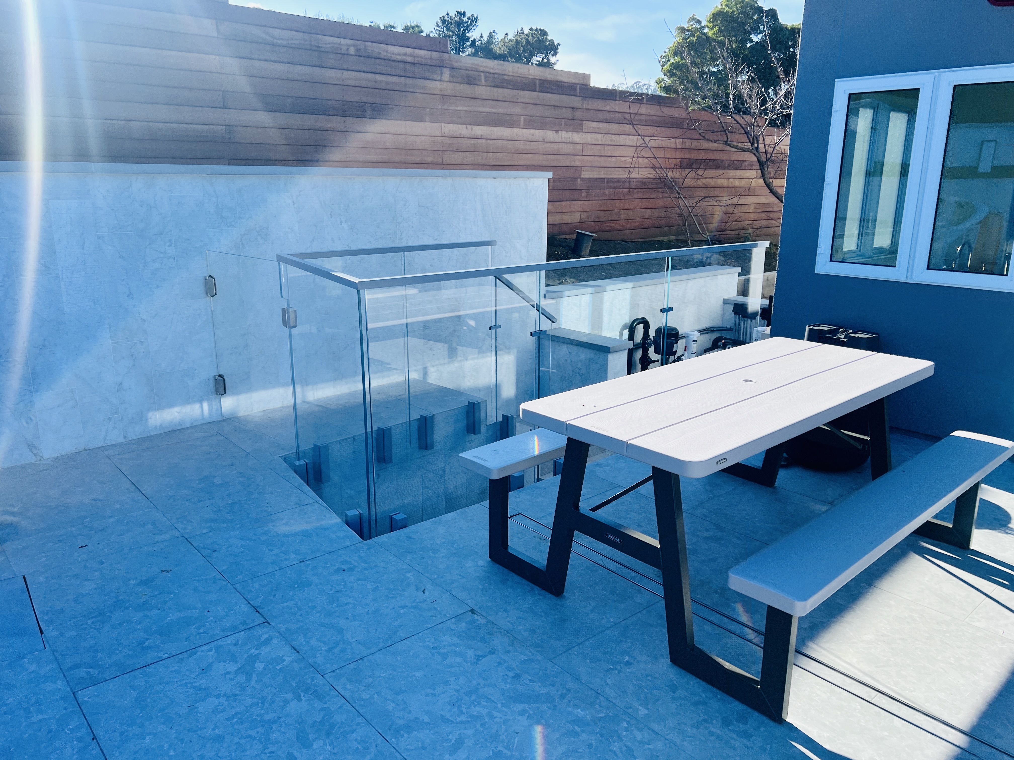 Glass Railing On Side Side-mounted Glass Railing with Glass Gates | Vantage Stairs & Railing