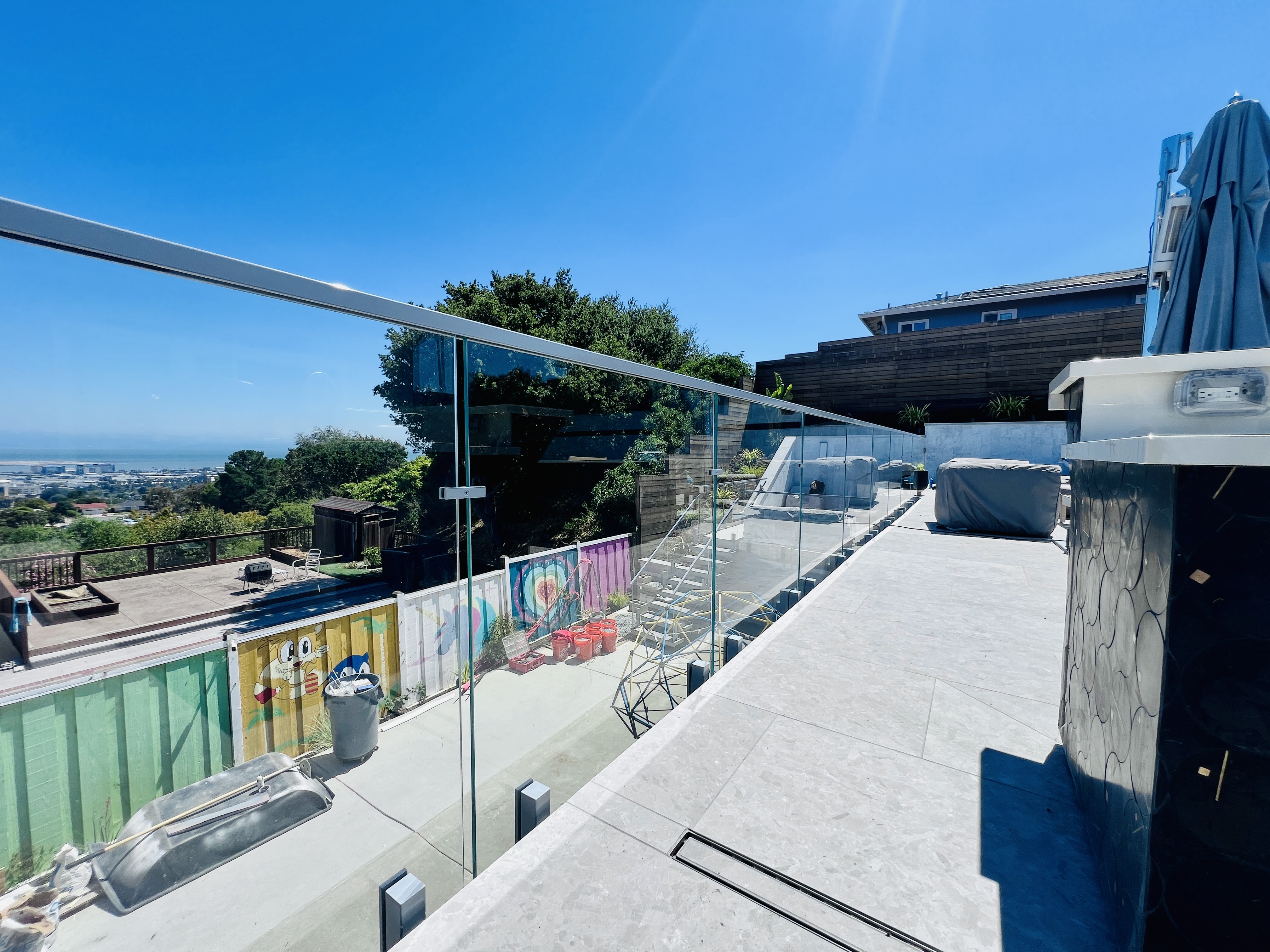 Glass Railing On Side Side-mounted Glass Railing with Glass Gates | Vantage Stairs & Railing