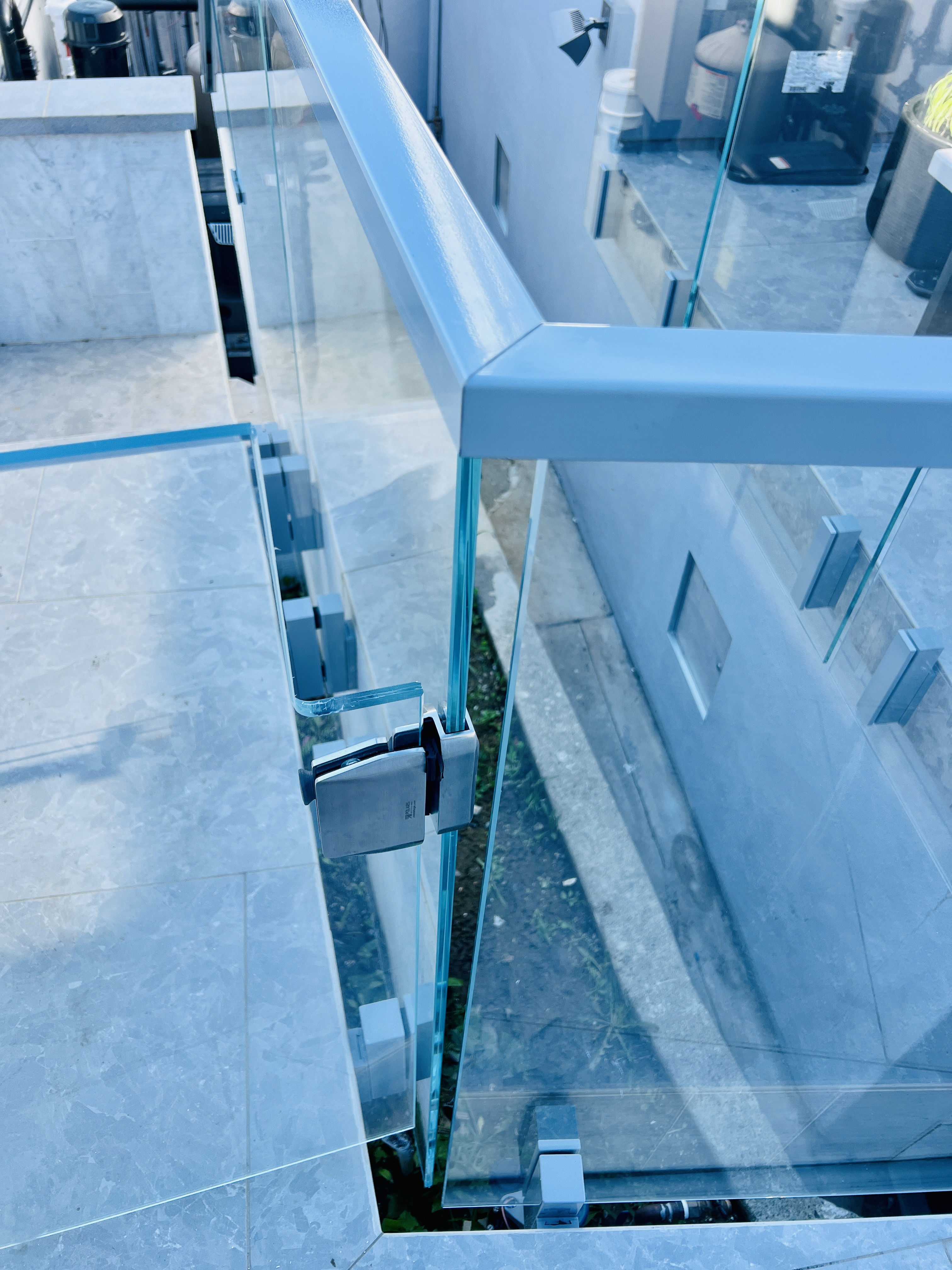 Glass Railing On Side Side-mounted Glass Railing with Glass Gates | Vantage Stairs & Railing